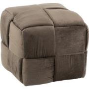 J-Line - Poef 1-zit Textiel/hout Donker Grijs - 42x42x40cm