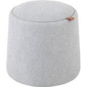 J-Line - Poef/bijzettafel Rond Textiel/hout Licht Grijs - 42x42x43cm