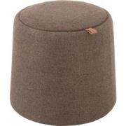 J-Line - Poef/bijzettafel Rond Textiel/hout Bruin - 42x42x43cm