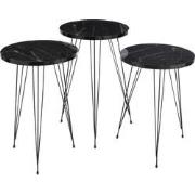 J-Line - Set Van Drie Bijzettafels Pb/metaal Zwart - 34x34x56cm