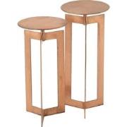 J-Line - Set Van Twee Bijzettafels Zino Hoog Ijzer Koper - 30x30x71cm