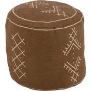 J-Line - Poef Cilinder Etnisch Patronen Katoen Bruin - 40x40x35cm