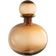 J-Line - Fles+stop Effen Decoratief Rond Glas Bruin - 21x21x29cm
