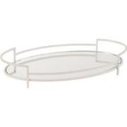 J-Line - Schotel Ovaal Met Spiegel Metaal/glas Wit - 49.5x28.5x8.5cm