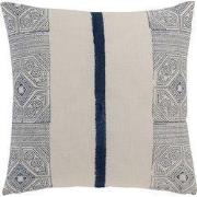 J-Line - Kussen Streep Azteek Katoen Blauw/wit - 50x50x4cm