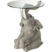J-Line - Tafel Olifant Poly/glas Grijs - 49x48x63cm