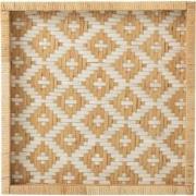 J-Line - Plateau Vierkant Patronen Rotan Naturel/wit - 51x51x4cm
