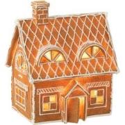 J-Line - Huis Peperkoek Rechthoek Led Poly Bruin Large - 18.5x14x22cm