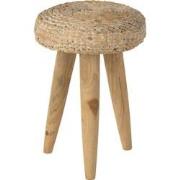 J-Line - Kruk Rond Teakhout/waterhyacint Wit - 30x30x40cm