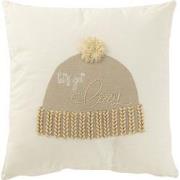 J-Line - Kussen Muts Let&#039;s Get Cozy Katoen Wit/beige - 45x45x12cm