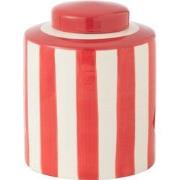 J-Line - Urne Listra Strepen Porselein Rood/wit - 20x20x24cm
