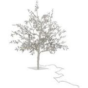 J-Line - Boom Blaadjes Glitter+led Metaal Zilver Small - 25x25x56cm