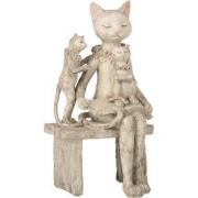J-Line - Kat Op Bank Poly Grijs - 18x18x35cm