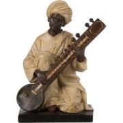 J-Line - Indiase Figuur Met Muziekinstrument Poly Beige/bruin - 19x14x...
