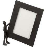 J-Line - Figuur Met Fotokader Aluminium Zwart/wit Large - 18x28x7cm