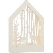 J-Line - Deco Winter Herten+bomen Led Hout Wit - 24x5x34.5cm