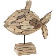 J-Line - Vis Op Voet Stukken Gerecycleerd Hout Naturel Small - 32x13x3...
