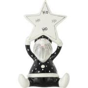 J-Line - Kerstman Zittend Ster Hoho Zwart/wit Medium - 16x10x26cm