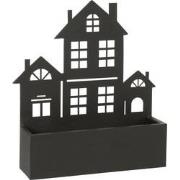 J-Line - Wanddeco/bloempot Huis Metaal Zwart Large - 44x11x47cm