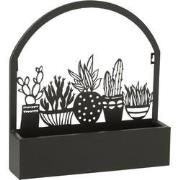 J-Line - Wanddeco/bloempot Cactus Metaal Zwart - 38x7.5x39.5cm