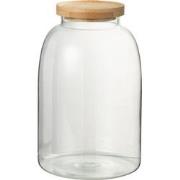 J-Line - Pot In Glas Tom Glas/bamboo Transparant/naturel Large - 15x15...