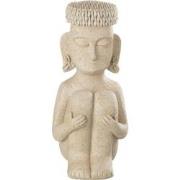 J-Line - Standbeeld Zittend Etnisch Steen/resine Beige Small - 14.5x13...