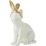 J-Line - Kat Oor Resine Goud/wit Large - 20.8x11.5x28cm