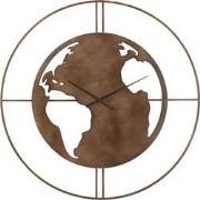 J-Line - Klok Wereldkaart Gaten Metaal Donker Bruin Large - 90x4x90cm