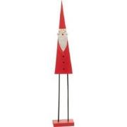 J-Line - Kerstman Op Voet Hout Rood Medium - 20x10x121cm