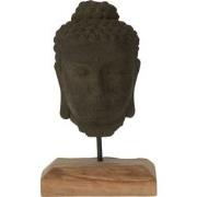 J-Line - Decoratie Hoofd Teakhout/cement Zwart/naturel - 25x18x44cm