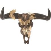 J-Line - Schedel Os Vlinder Resin Bruin/goud Small - 30x19.5x13.5cm