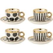 J-Line - Doos Van 4 Kop+schaal Keramiek Mix - 13.6x13.6x1.8cm