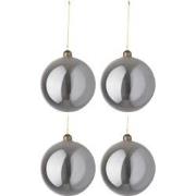 J-Line - Doos Van 4 Kerstbal Effen Glas Parelgrijs Large - 12x12x12cm