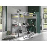 LUCEVI - Pino Mezzanine bed + Ladder + Bureau - Grijs - 140x200 cm