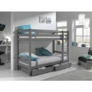 LUCEVI - Pino Stapelbed H160CM + 2 Lades - Grijs - 90x200 cm