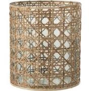 J-Line - Windlicht Candice Breed Glas/riet Naturel - 19.5x19.5x22cm