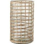 J-Line - Windlicht Violet Glas/riet Naturel Large - 15x15x25cm