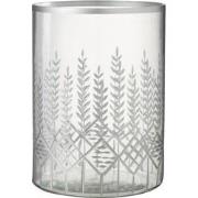 J-Line - Windlicht Chloe Glas Transparant/zilver Large - 19x19x26cm