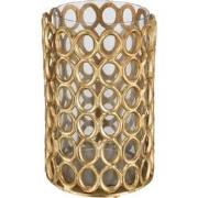 J-Line - Theelichthouder Rond Ringen Aluminium Goud Large - 20x20x29cm