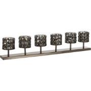 J-Line - Theelichthouder 6 Crystal Smokey Grey - 61x11.5x7.5cm