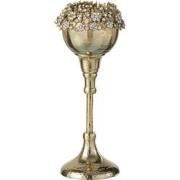 J-Line - Theelichthouder Viane Metaal/glas Goud/brons Small - 8x5.7x23...