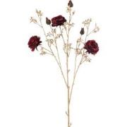 J-Line - Rozenstruik 3 Bloemen+knoppen Plastiek Rood/goud - 6x30x112cm