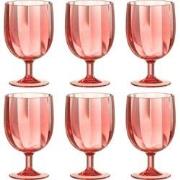 J-Line - Doos Van 6 Stuks Glas Met Steel Plastic Rood - 25.3x16.8x14.5...