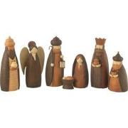 J-Line - Kerststal 7delig Resine Bruin - 73x8.5x28cm