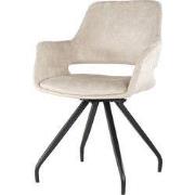 Livingfurn - Eetkamerstoel Capp Beige Velvet / Gecoat Staal - 2 stuks