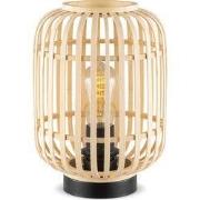 Boheemse stijl Tafellamp - Bamboe Lampenkap - Cilinder - Beige - Ø21,5...
