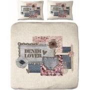 Dekbedovertrek Denim - Lits-jumeaux 240x200 CM - Percal Katoen, Creme ...