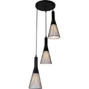 THAN pendel 3x E27 mat zwart + witte kap