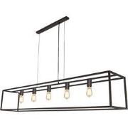 KAGO antiek koper pendel rechthoek 5xE27 xl 180cm