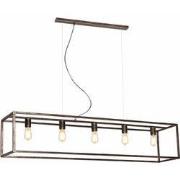 KAGO ruggine pendel rechthoek 5xE27 150cm